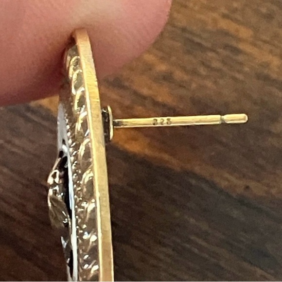 Vintage Versace Earrings 925 Sterling Silver 14K Yellow Gold Plated. - Picture 3 of 7